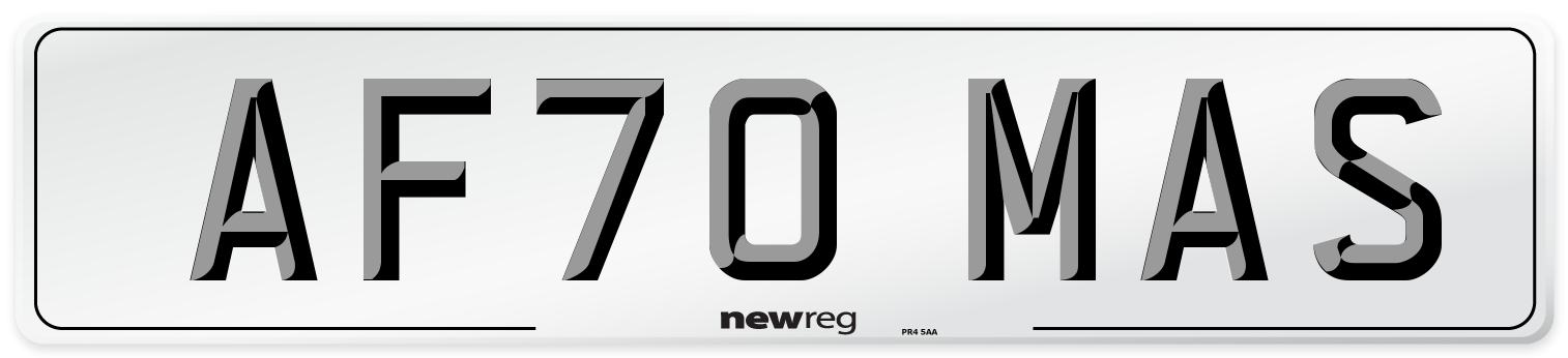 AF70 MAS Number Plate from New Reg